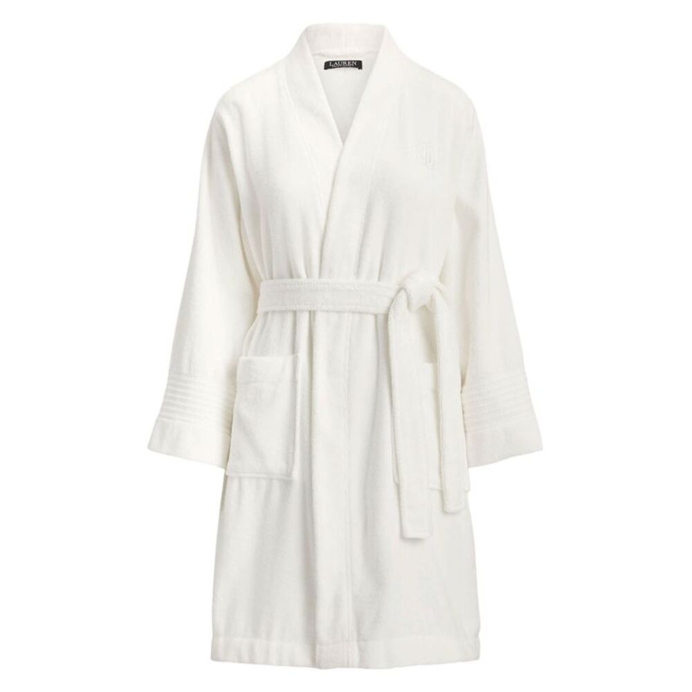 Lauren Ralph Lauren Womens Cotton Terry Cloth Robe Medium White - NWT